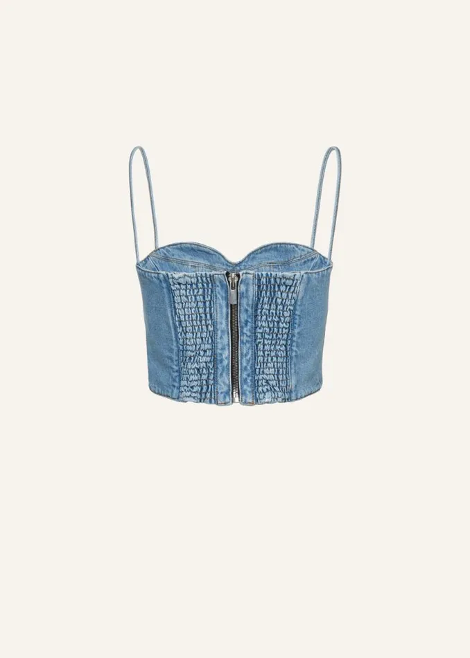 Shop Magda Butrym Denim Sweetheart Denim Corset Top In Light Blue Shop Magda Butrym Denim Sweetheart Denim Corset Top In Light Blue