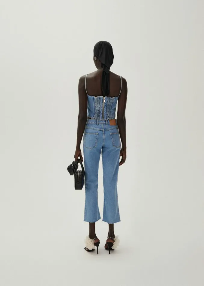 Shop Magda Butrym Denim Sweetheart Denim Corset Top In Light Blue Shop Magda Butrym Denim Sweetheart Denim Corset Top In Light Blue