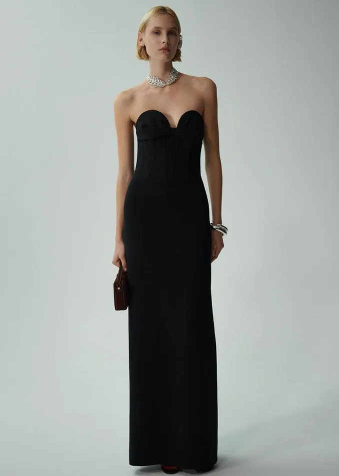 Shop Magda Butrym Dresses Bustier Gown In Black Shop Magda Butrym Dresses Bustier Gown In Black