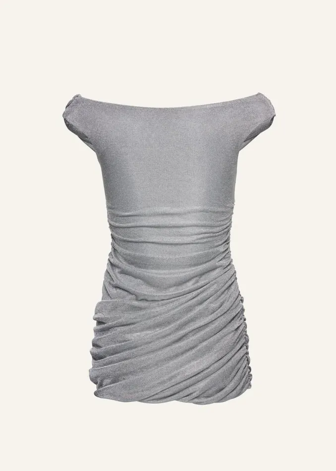 Shop Magda Butrym Dresses Cowl Neck Jersey Mini Dress In Silver Shop Magda Butrym Dresses Cowl Neck Jersey Mini Dress In Silver