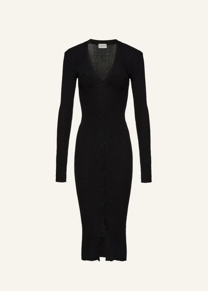 Shop Magda Butrym Dresses Crochet Bra Cardigan Dress In Black