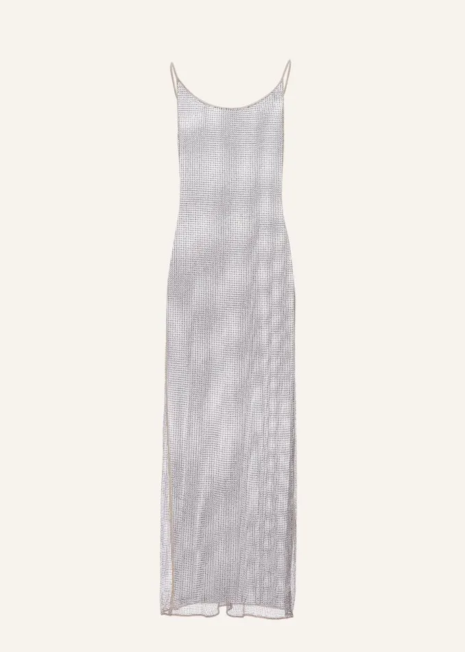 Shop Magda Butrym Dresses Crystal Mesh Maxi Dress In Silver