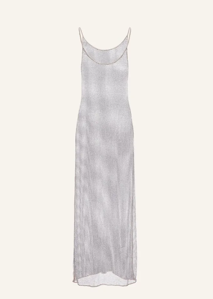 Shop Magda Butrym Dresses Crystal Mesh Maxi Dress In Silver
