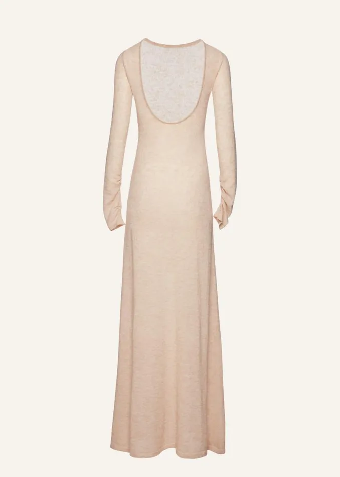 Shop Magda Butrym Dresses Knit Backless Maxi Dress In Beige Shop Magda Butrym Dresses Knit Backless Maxi Dress In Beige