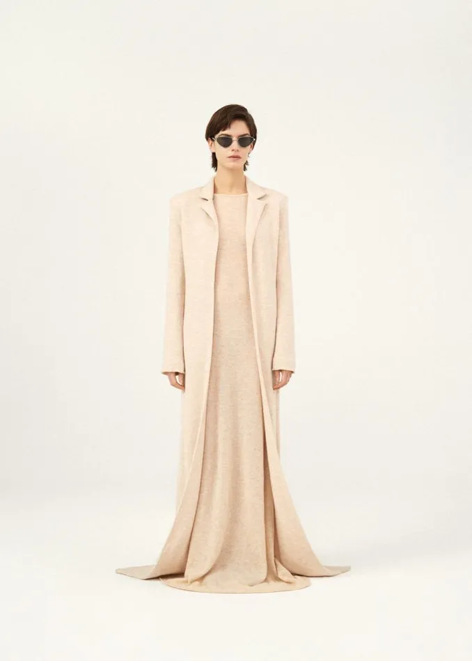 Shop Magda Butrym Dresses Knit Backless Maxi Dress In Beige Shop Magda Butrym Dresses Knit Backless Maxi Dress In Beige