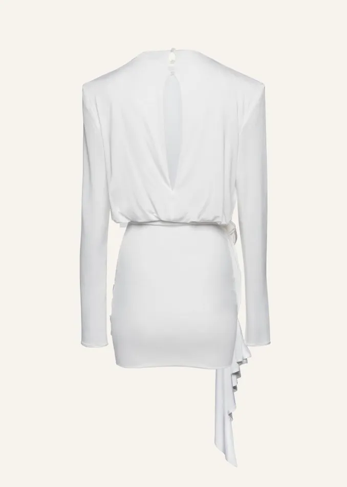 Shop Magda Butrym Dresses Long Sleeve Mini Dress In White Shop Magda Butrym Dresses Long Sleeve Mini Dress In White