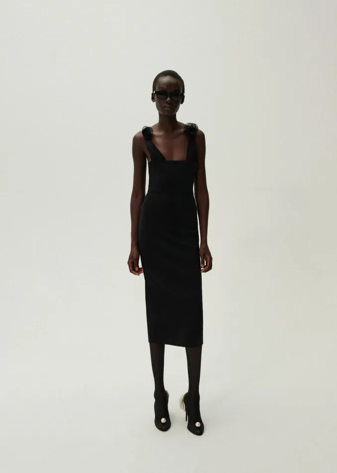 Shop Magda Butrym Dresses Muslin Straps Tube Dress In Black Shop Magda Butrym Dresses Muslin Straps Tube Dress In Black