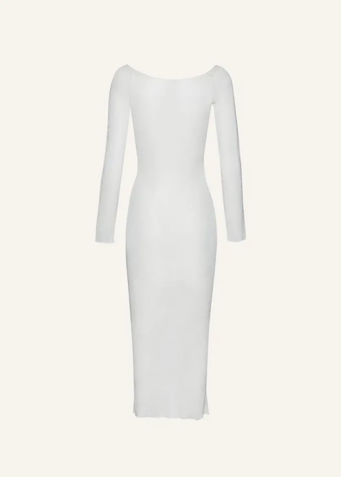 Shop Magda Butrym Dresses Off Shoulder Long Sleeve Knit Midi Dress In Cream Shop Magda Butrym Dresses Off Shoulder Long Sleeve Knit Midi Dress In Cream