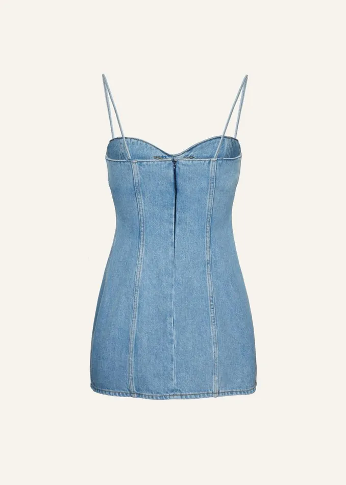 Shop Magda Butrym Dresses Sweetheart Denim Mini Dress In Light Blue Shop Magda Butrym Dresses Sweetheart Denim Mini Dress In Light Blue