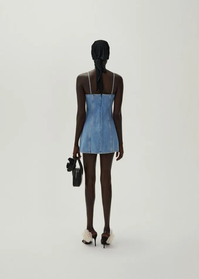 Shop Magda Butrym Dresses Sweetheart Denim Mini Dress In Light Blue Shop Magda Butrym Dresses Sweetheart Denim Mini Dress In Light Blue