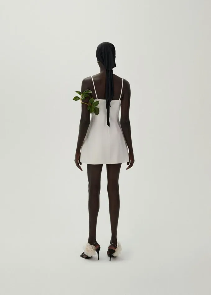 Shop Magda Butrym Dresses Sweetheart Silk Mini Dress In Cream