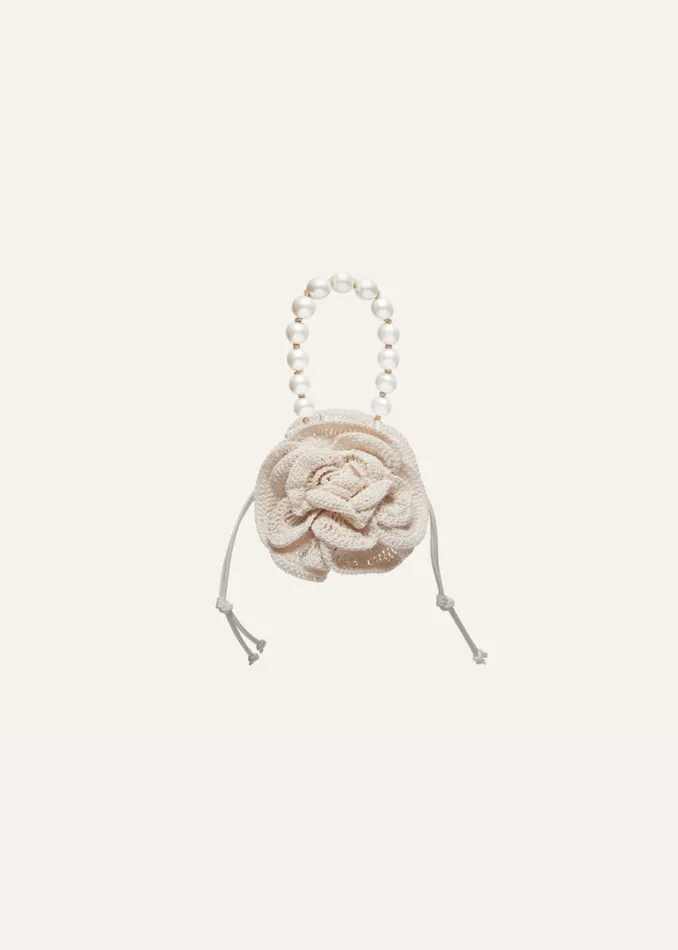 Shop Magda Butrym Handbags Magda Bag Pearl Strap In Cream Crochet