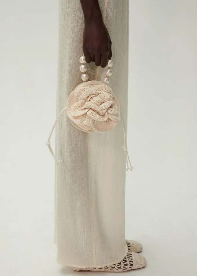 Shop Magda Butrym Handbags Magda Bag Pearl Strap In Cream Crochet Shop Magda Butrym Handbags Magda Bag Pearl Strap In Cream Crochet