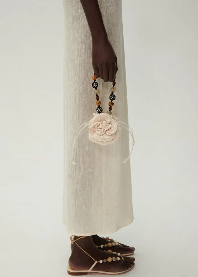 Shop Magda Butrym Handbags Small Magda Bag Beads Strap In Cream Crochet Shop Magda Butrym Handbags Small Magda Bag Beads Strap In Cream Crochet