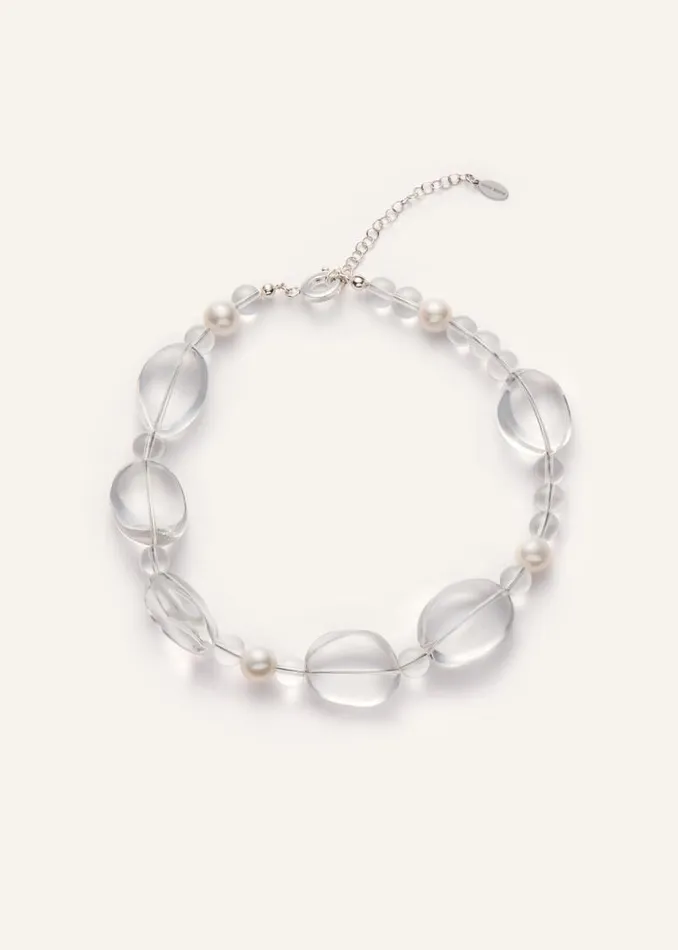 Shop Magda Butrym Jewelry Clear Crystals Choker With Pearls