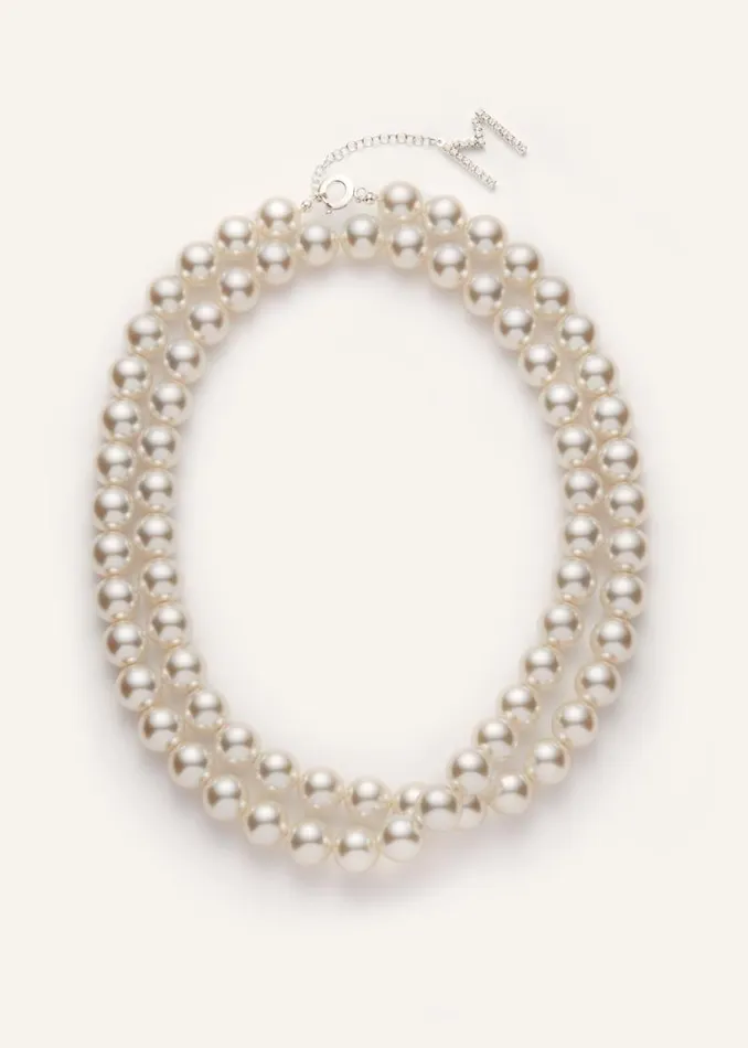 Shop Magda Butrym Jewelry Matinee Double Pearl Necklace