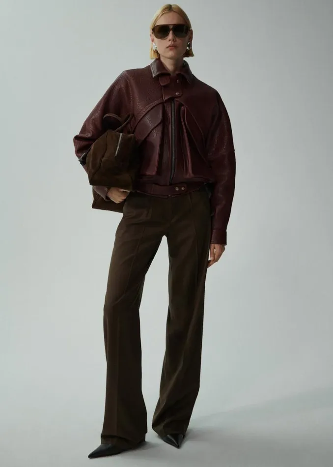 Shop Magda Butrym Leather And Shearling Vintage Leather Bomber Jacket In Embossed Burgundy Shop Magda Butrym Leather And Shearling Vintage Leather Bomber Jacket In Embossed Burgundy