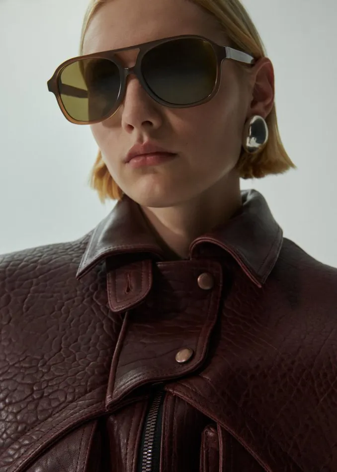 Shop Magda Butrym Leather And Shearling Vintage Leather Bomber Jacket In Embossed Burgundy Shop Magda Butrym Leather And Shearling Vintage Leather Bomber Jacket In Embossed Burgundy