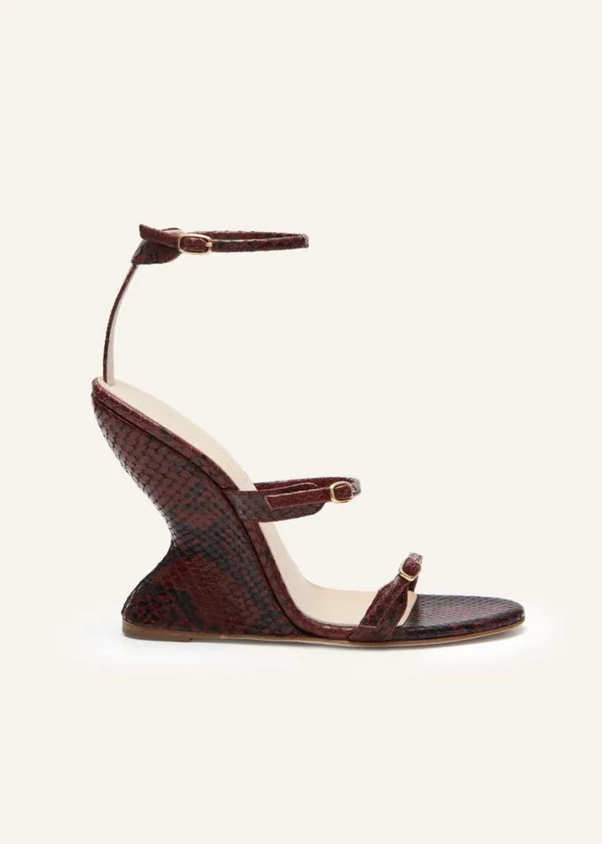Shop Magda Butrym Shoes Inverted Wedge Sandals In Brown