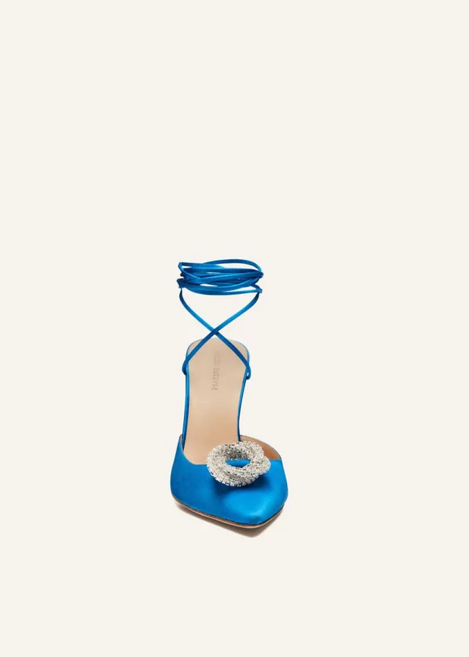 Shop Magda Butrym Shoes Pointedtoe Satin Mule Wrap Pumps In Electric Blue Shop Magda Butrym Shoes Pointedtoe Satin Mule Wrap Pumps In Electric Blue