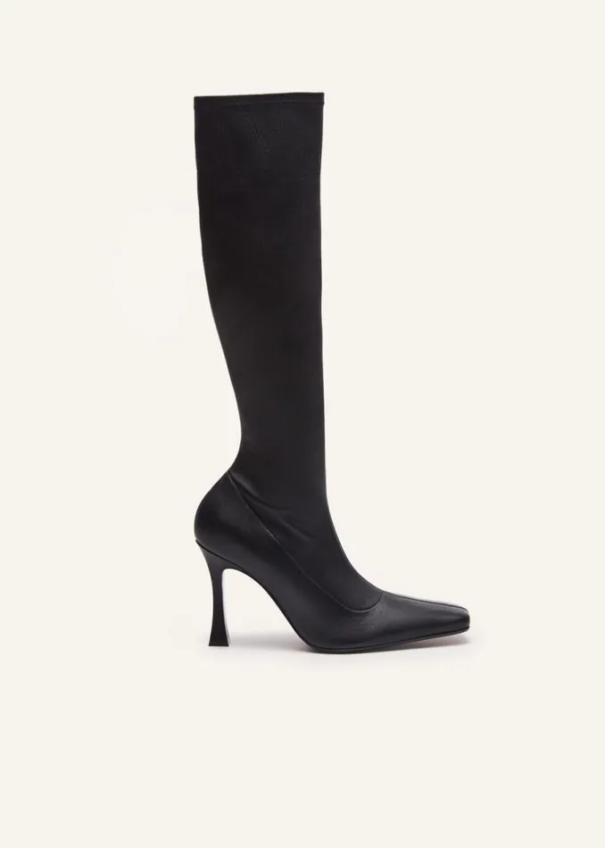 Shop Magda Butrym Shoes Tall Leather Sock Boots In Black Leather