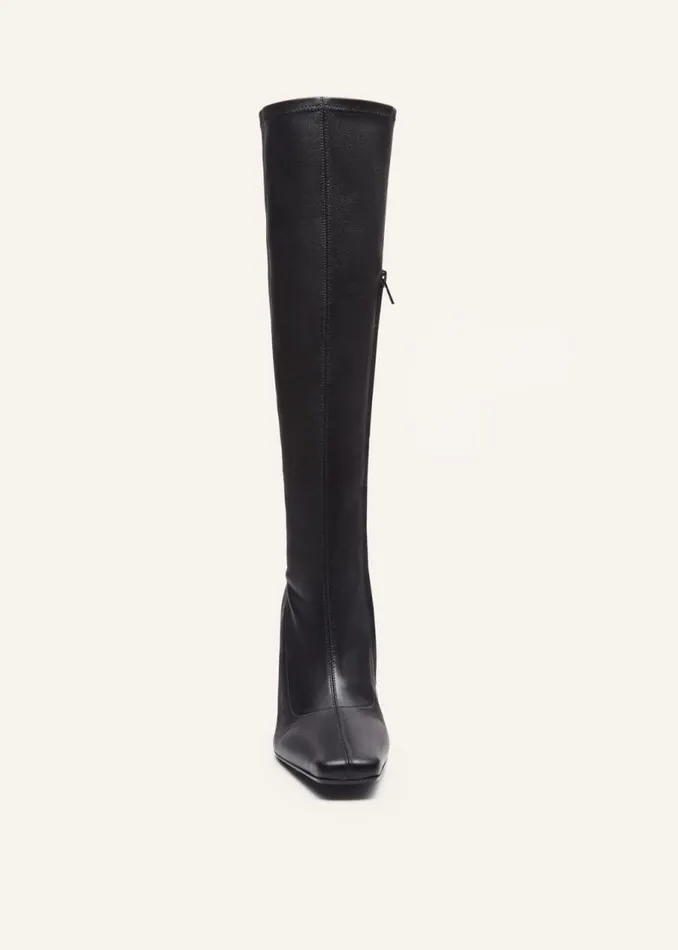 Shop Magda Butrym Shoes Tall Leather Sock Boots In Black Leather Shop Magda Butrym Shoes Tall Leather Sock Boots In Black Leather