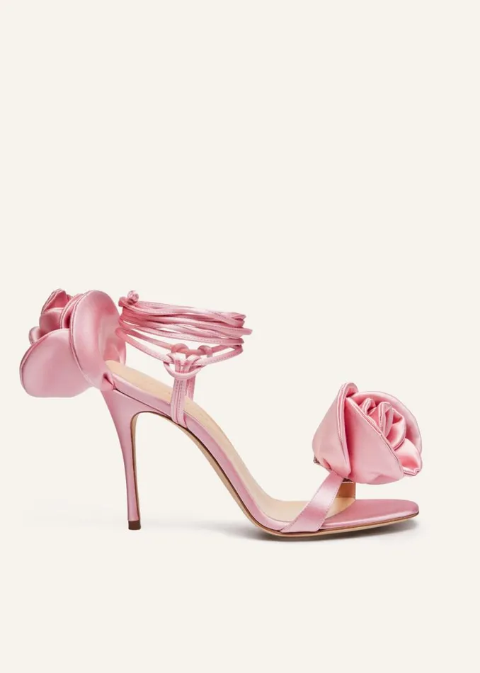 Shop Magda Butrym Shoes Wrap Around Double Flower Sandals In Pink