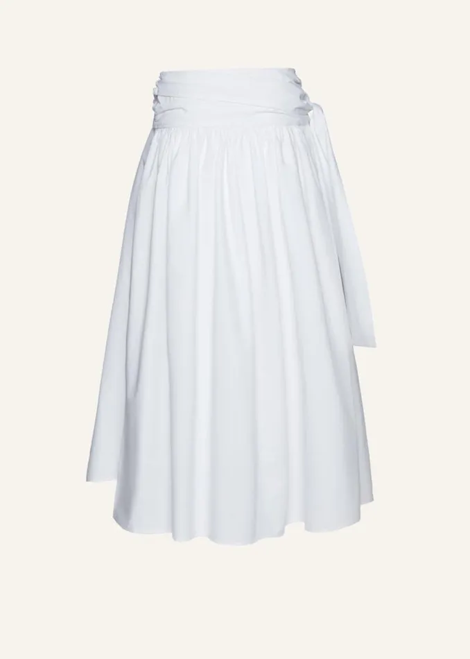 Shop Magda Butrym Skirts Cotton Tie Skirt In White Shop Magda Butrym Skirts Cotton Tie Skirt In White