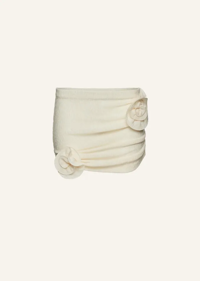 Shop Magda Butrym Skirts Crepe Rose Mini Skirt In Cream
