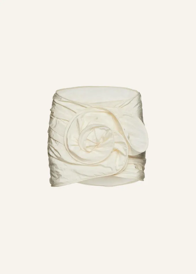 Shop Magda Butrym Skirts Crinkle Taffeta Rose Mini Skirt In Cream