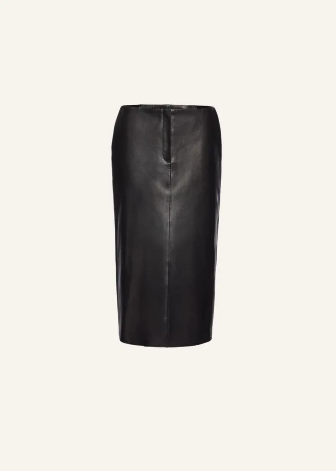 Shop Magda Butrym Skirts Lowwaist Leather Midi Skirt In Black