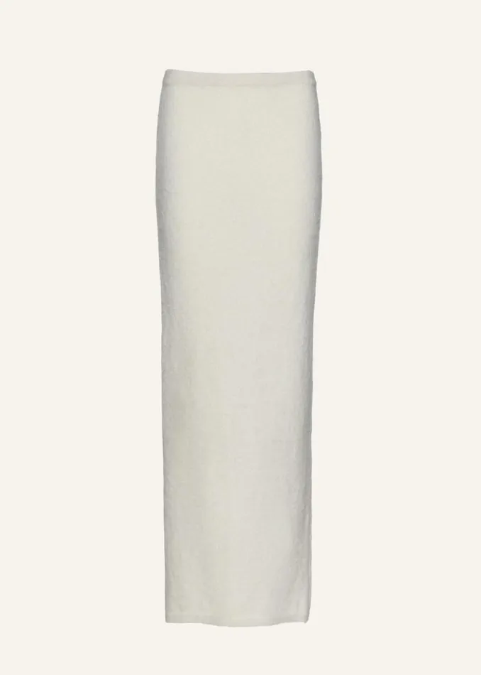 Shop Magda Butrym Skirts Mohair Blend Knit Maxi Skirt In Cream