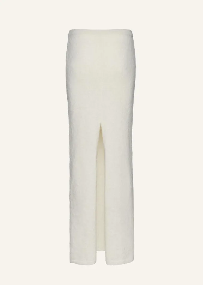 Shop Magda Butrym Skirts Mohair Blend Knit Maxi Skirt In Cream Shop Magda Butrym Skirts Mohair Blend Knit Maxi Skirt In Cream