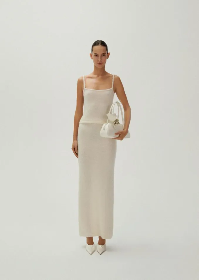 Shop Magda Butrym Skirts Mohair Blend Knit Maxi Skirt In Cream Shop Magda Butrym Skirts Mohair Blend Knit Maxi Skirt In Cream