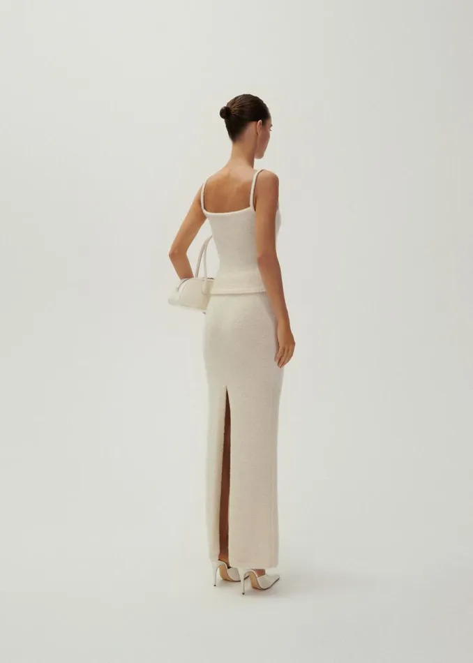Shop Magda Butrym Skirts Mohair Blend Knit Maxi Skirt In Cream Shop Magda Butrym Skirts Mohair Blend Knit Maxi Skirt In Cream