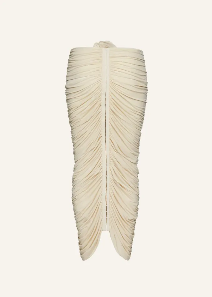 Shop Magda Butrym Skirts Ruched Rose Appliqu Midi Skirt In Beige Shop Magda Butrym Skirts Ruched Rose Appliqu Midi Skirt In Beige