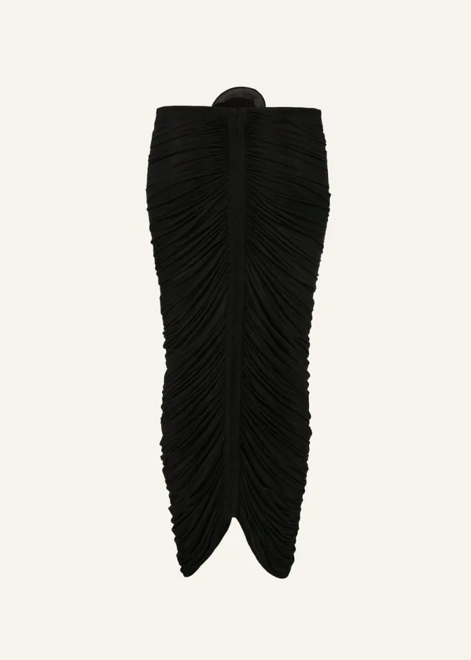 Shop Magda Butrym Skirts Ruched Rose Appliqu Midi Skirt In Black Shop Magda Butrym Skirts Ruched Rose Appliqu Midi Skirt In Black