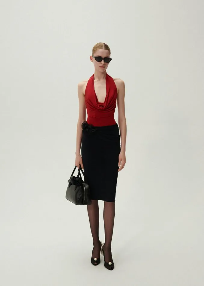 Shop Magda Butrym Skirts Waist Wrap Midi Skirt In Black Shop Magda Butrym Skirts Waist Wrap Midi Skirt In Black