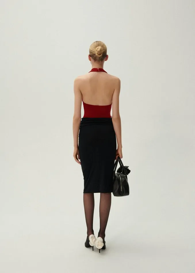 Shop Magda Butrym Skirts Waist Wrap Midi Skirt In Black Shop Magda Butrym Skirts Waist Wrap Midi Skirt In Black