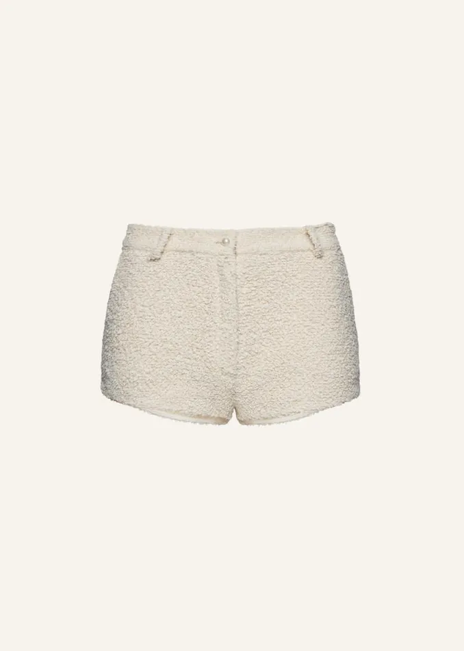 Shop Magda Butrym Tailoring And Suits Boucl Hot Shorts In Cream