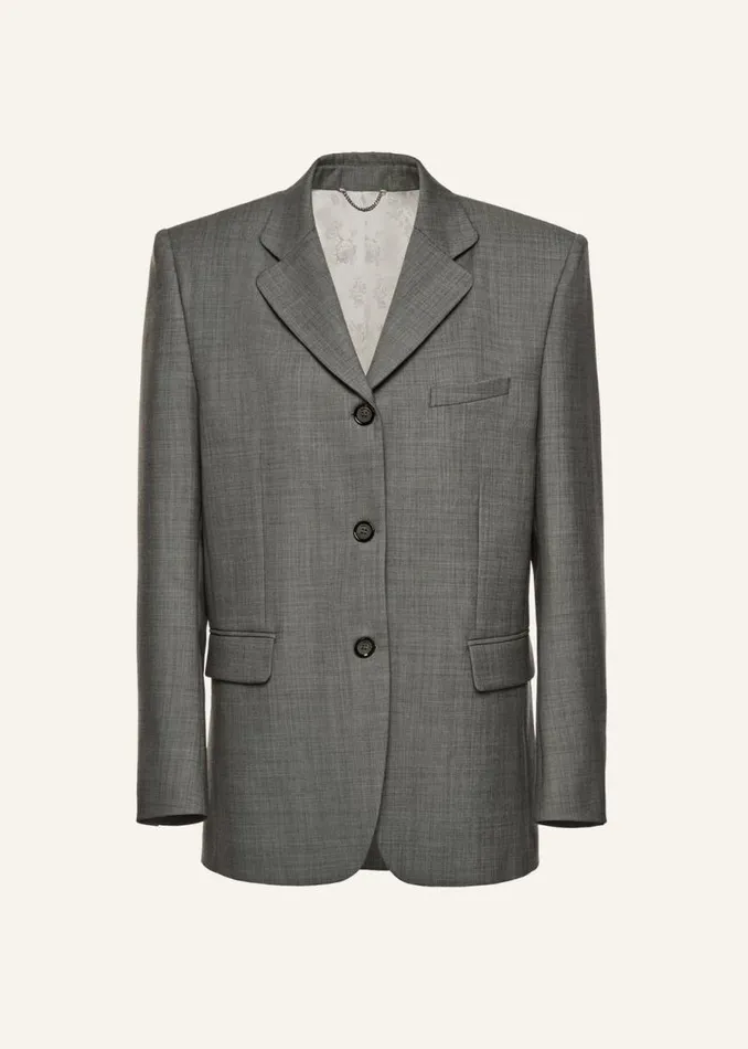 Shop Magda Butrym Tailoring And Suits Boxy Oversized Blazer In Grey
