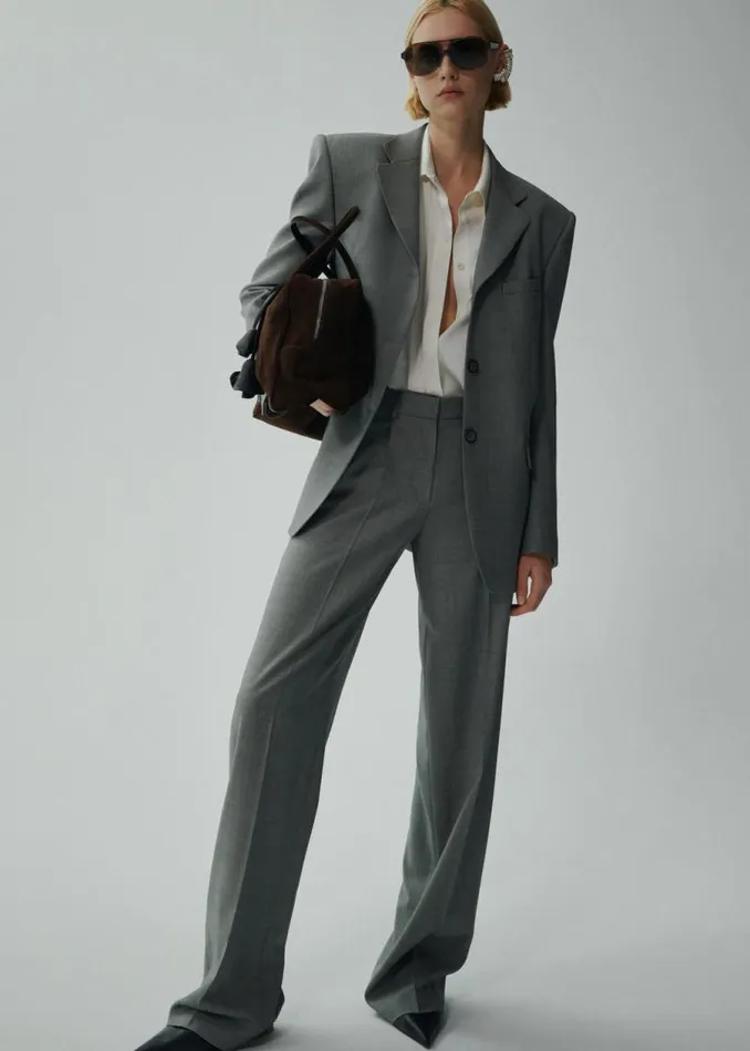 Shop Magda Butrym Tailoring And Suits Boxy Oversized Blazer In Grey Shop Magda Butrym Tailoring And Suits Boxy Oversized Blazer In Grey