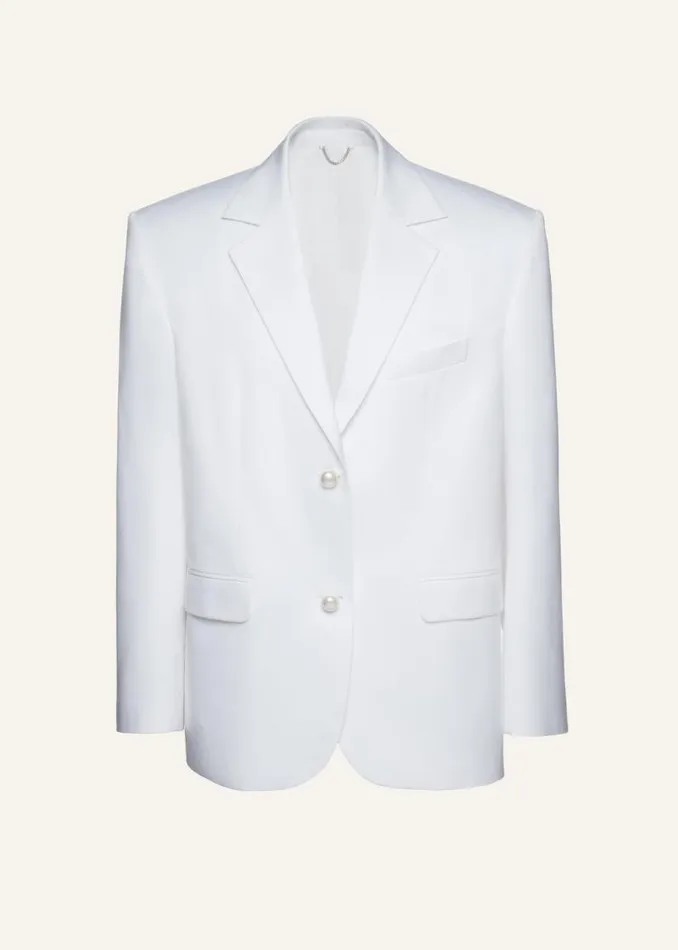 Shop Magda Butrym Tailoring And Suits Classic Oversized Cotton Blazer In White