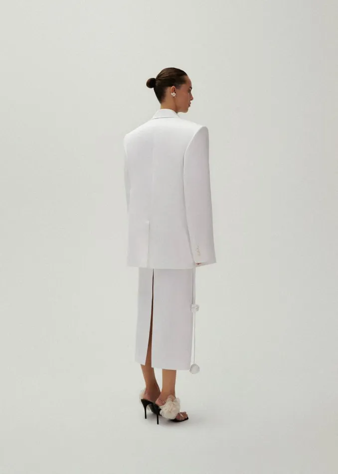 Shop Magda Butrym Tailoring And Suits Classic Oversized Cotton Blazer In White Shop Magda Butrym Tailoring And Suits Classic Oversized Cotton Blazer In White