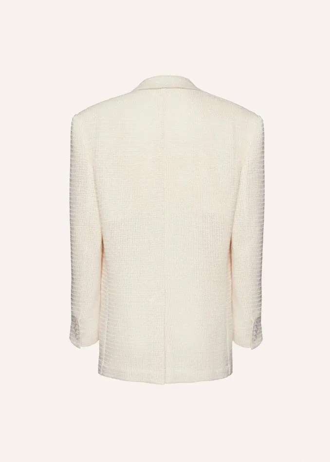 Shop Magda Butrym Tailoring And Suits Tailored Oversized Handwoven Blazer In Cream Shop Magda Butrym Tailoring And Suits Tailored Oversized Handwoven Blazer In Cream