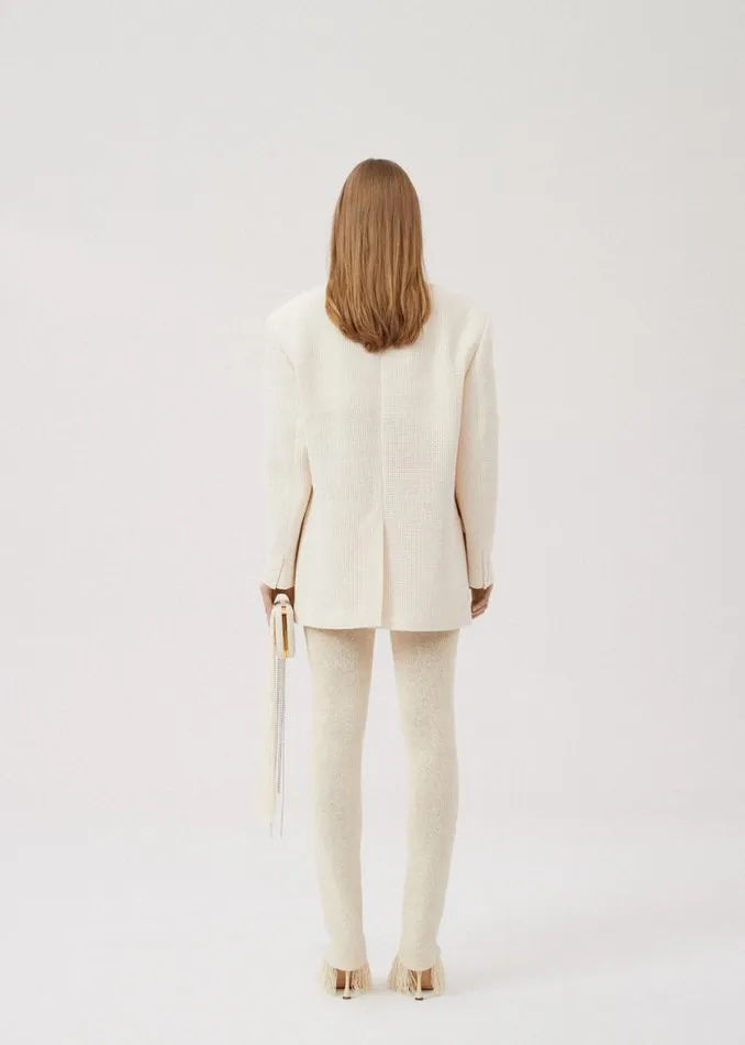 Shop Magda Butrym Tailoring And Suits Tailored Oversized Handwoven Blazer In Cream Shop Magda Butrym Tailoring And Suits Tailored Oversized Handwoven Blazer In Cream