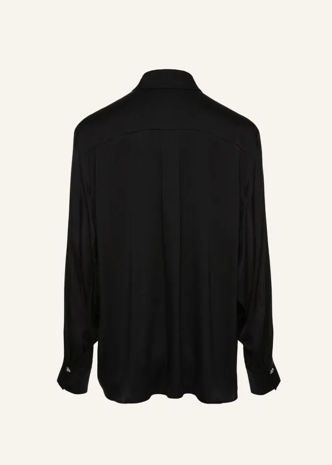 Shop Magda Butrym Tops Classic Silk Shirt In Black Shop Magda Butrym Tops Classic Silk Shirt In Black