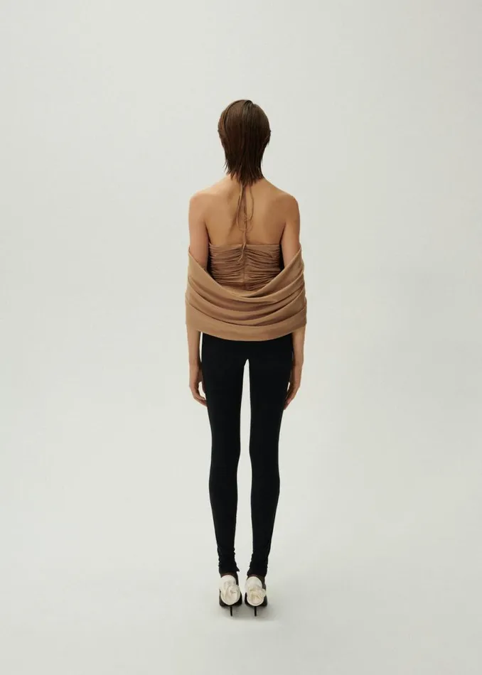 Shop Magda Butrym Tops Flower Appliqu Wrap Blouse In Beige Shop Magda Butrym Tops Flower Appliqu Wrap Blouse In Beige