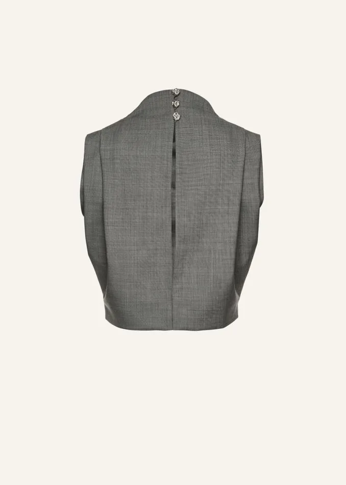 Shop Magda Butrym Tops High Neck Technical Blouse In Grey Shop Magda Butrym Tops High Neck Technical Blouse In Grey
