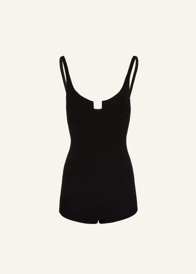 Shop Magda Butrym Tops Scoop Neck Romper In Black